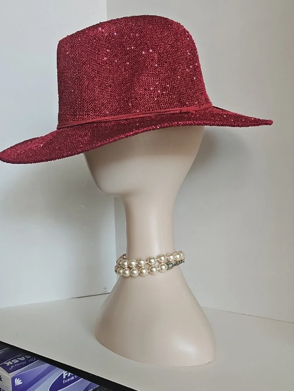 Beloved Millinery Women's Wide Brim Panama Style Sparkle Wine Straw Fedora Hat